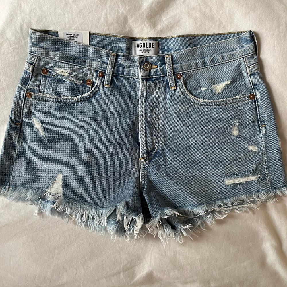 Custom, one-of-a-kind, AGOLDE denim shorts